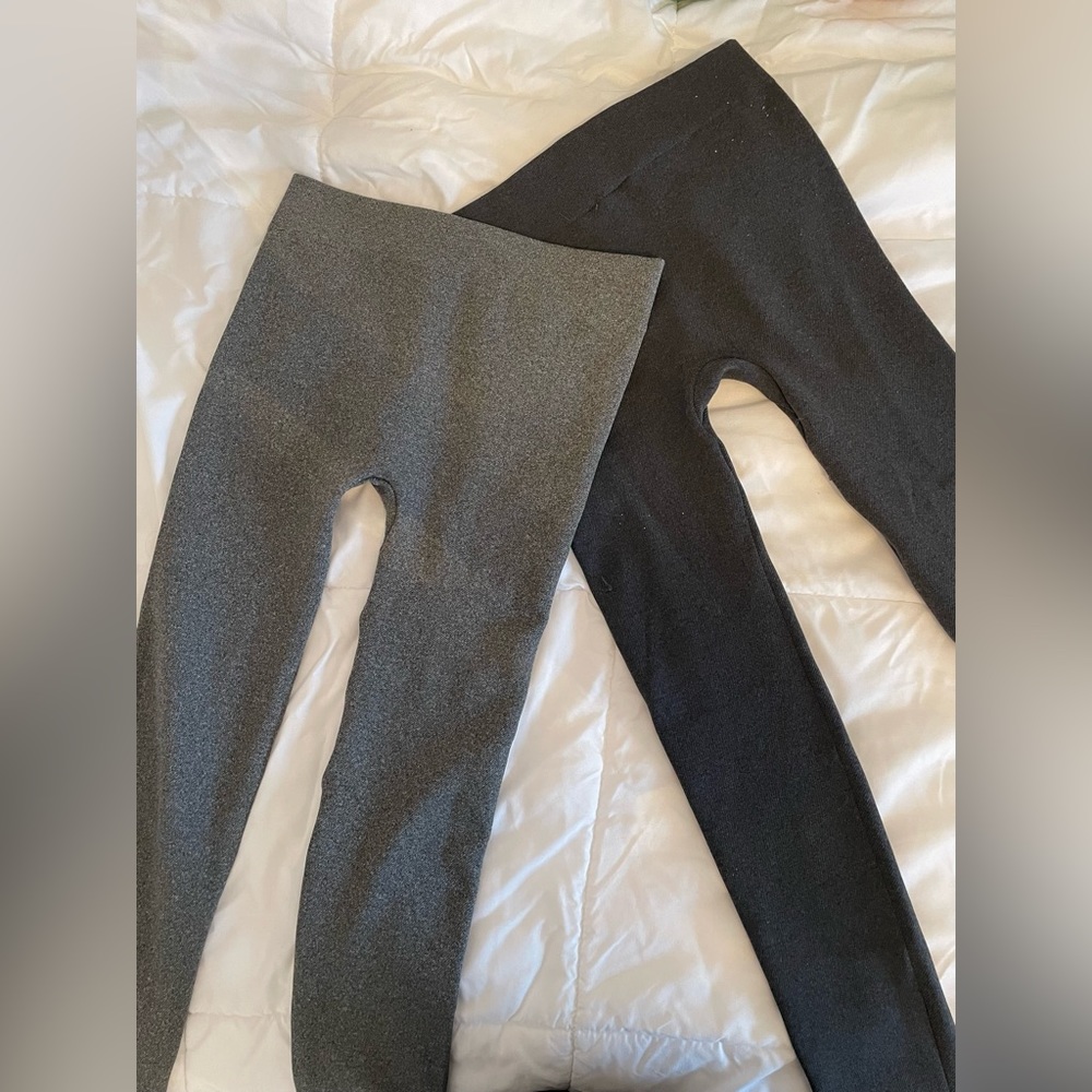 2 Pairs of Gray Fleece Lined Leggings